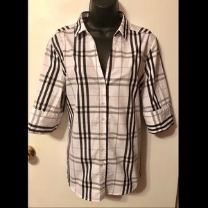 NY&C Black/White V Neck Striped Top